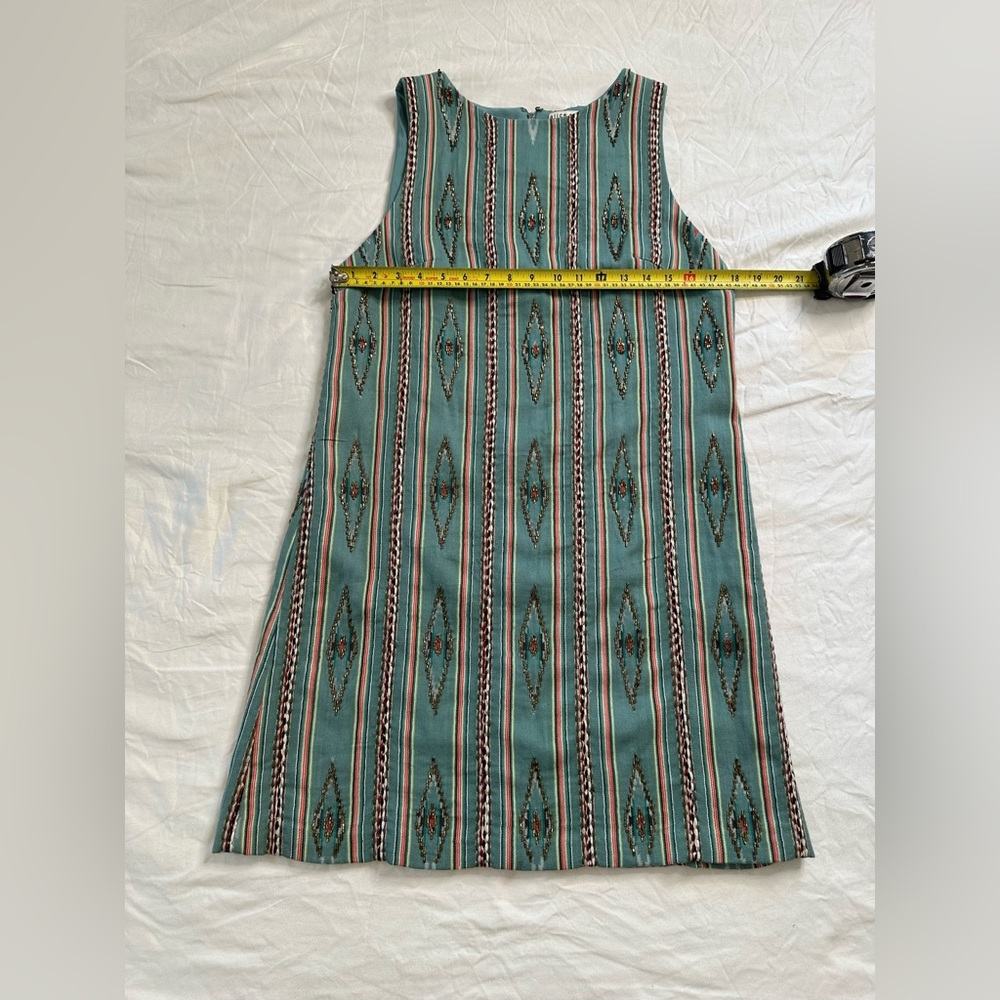 Alice + Olivia Beaded Ikat Stripe Shift Dress Southwest Boho Blue Multi NWT 12 - Picture 11 of 13